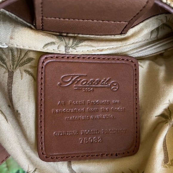 Fossil shoulder bag. 75082. Straw and leather outside, cloth inside. - Picture 4 of 15